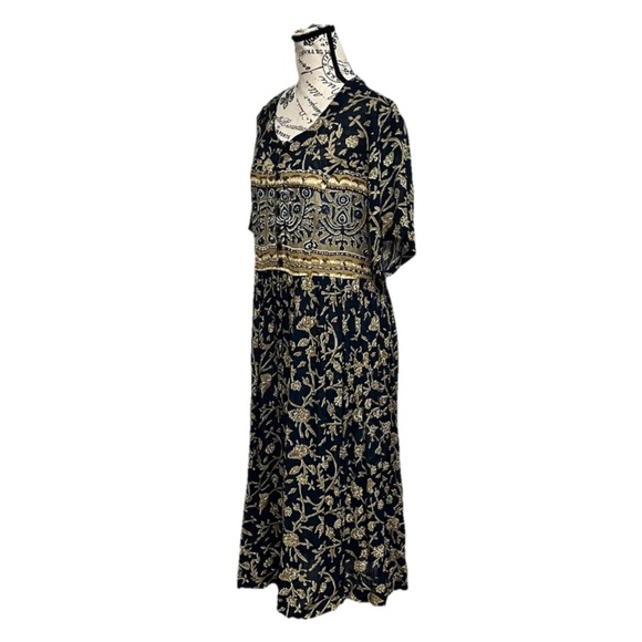 Vintage Maxi Floral Prairie Dress Paisley Peasent Modest Mature Cottegecore L - Picture 2 of 7